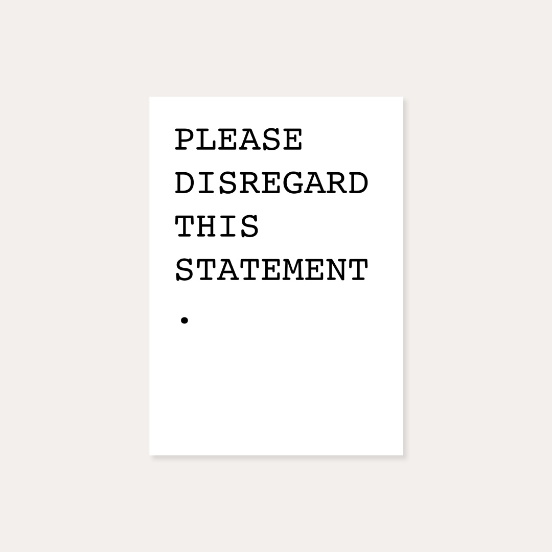 Please Disregard This Statement. – Notes, Johnny Ramstedt