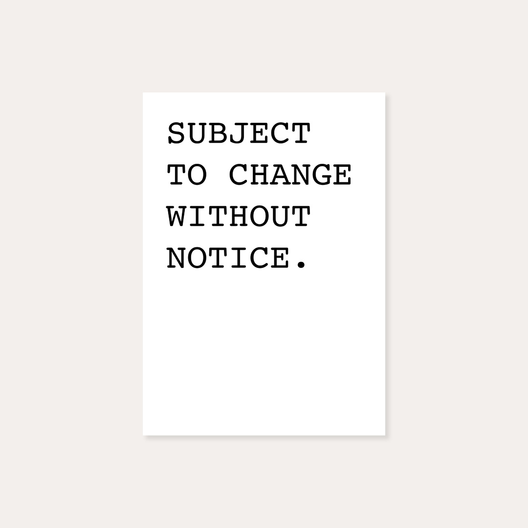 Subject to Change Without Notice. – Notes, Johnny Ramstedt