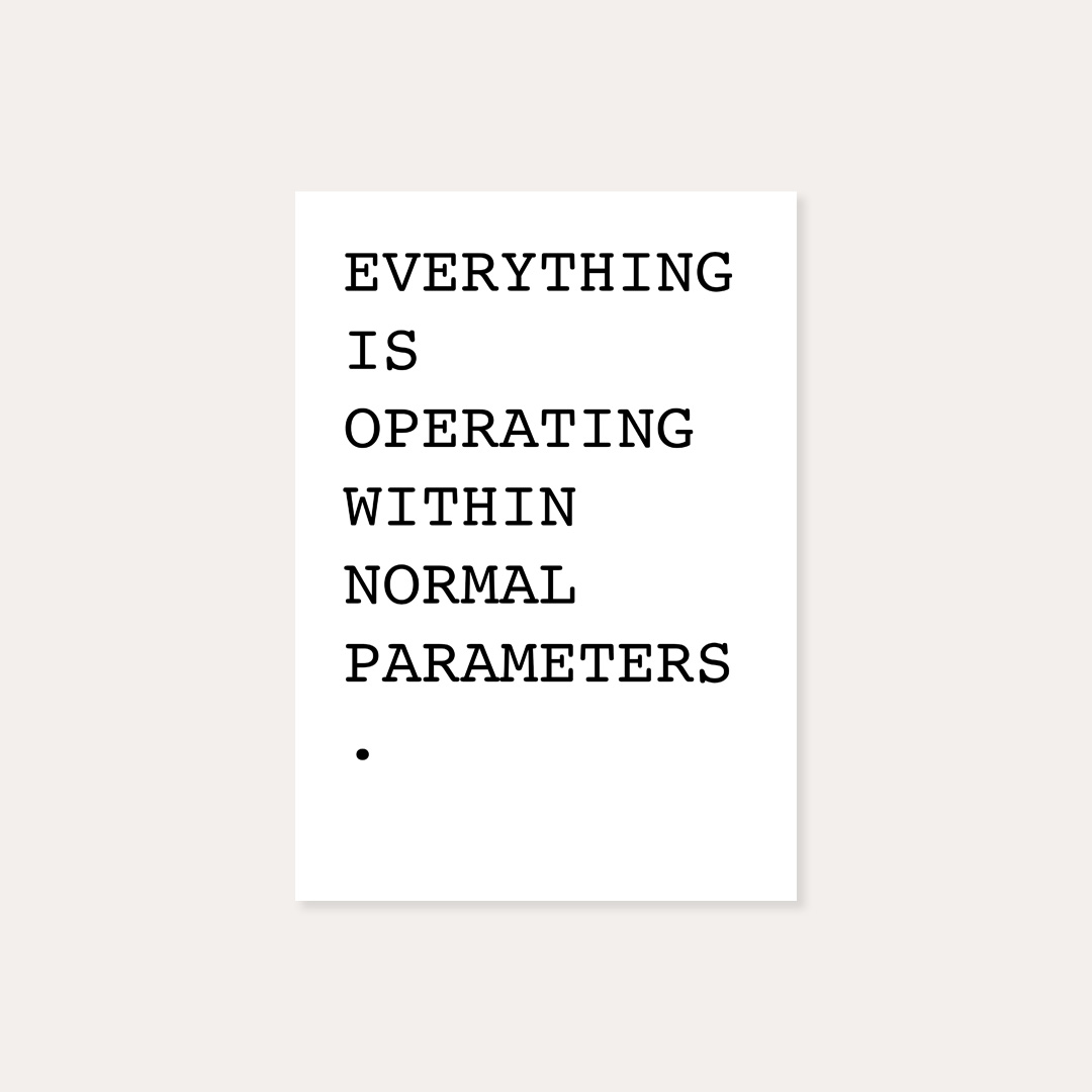 Everything Is Operating Within Normal Parameters. – Notes, Johnny Ramstedt
